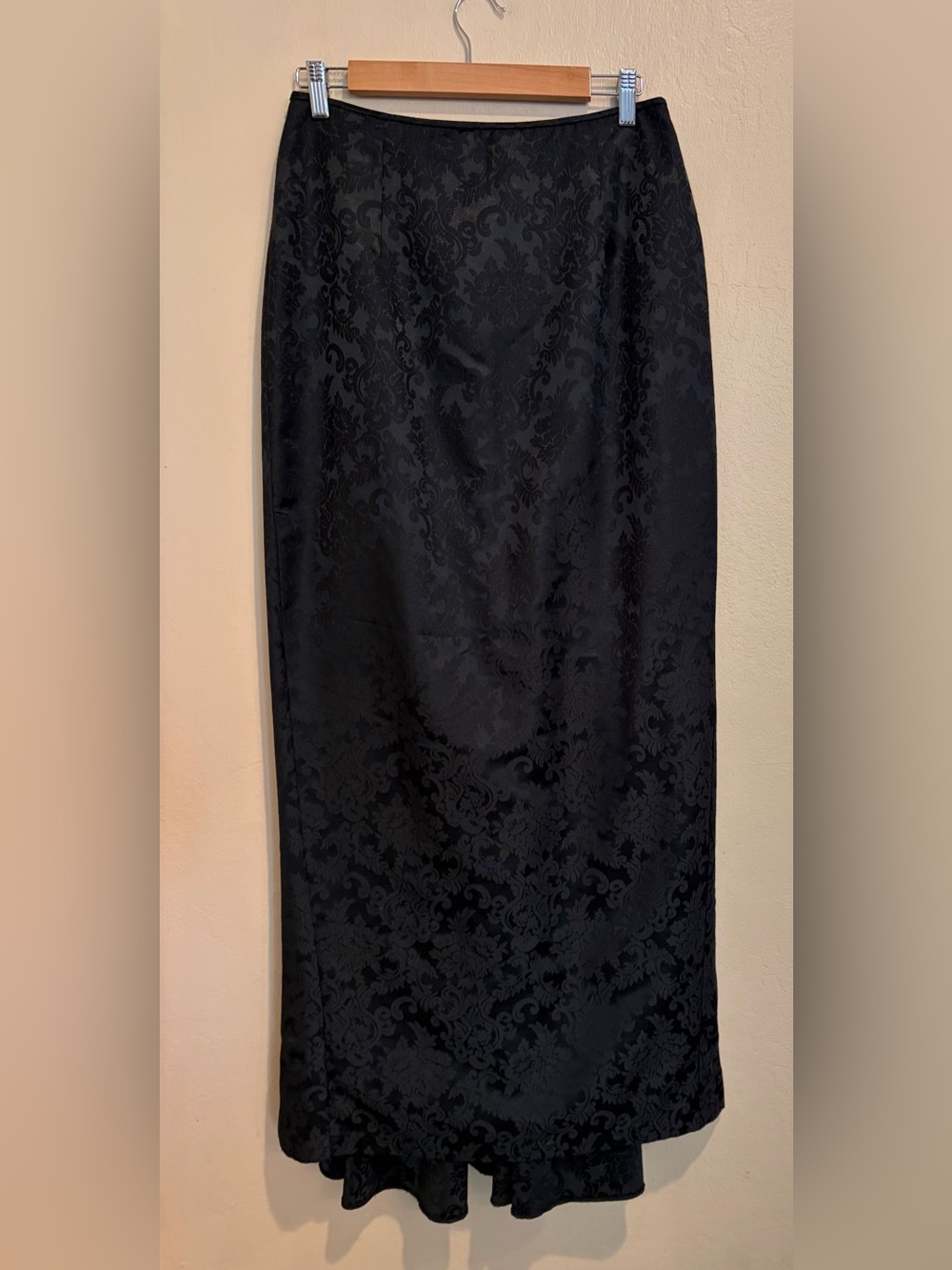 Vintage Jessica McClintock Black Damask Pencil Skirt, Formal Gala Elegant Goth